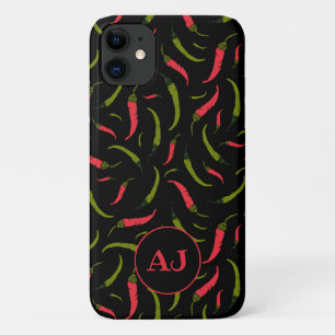 Chili Peppers Pattern op Black iPhone 11 Hoesje