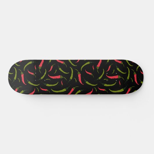Chili Peppers Patterned Black Skateboard (Horizontaal)