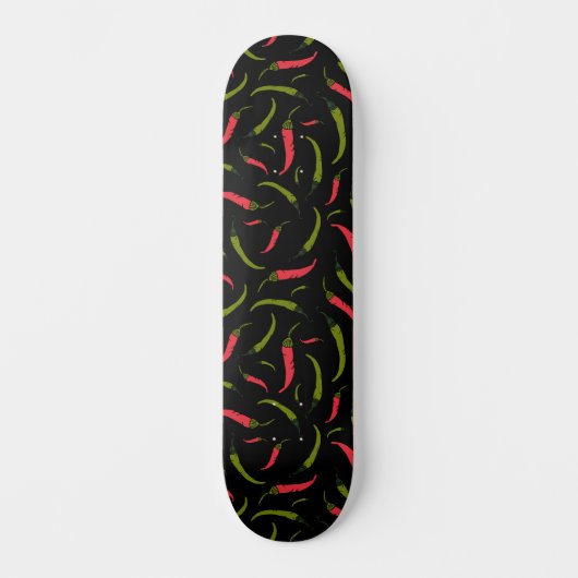 Chili Peppers Patterned Black Skateboard (Voorkant)