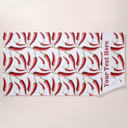 Chili Peppers serviette de plage en texte personna (Devant)
