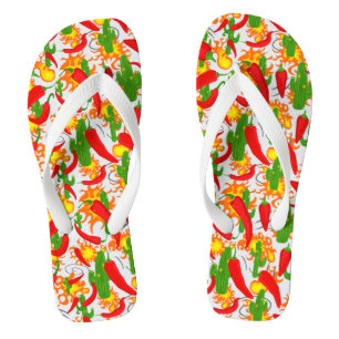 Chili Peppers, vlammen en cactus Patterned Teenslippers