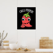 Chili Poooper Funny Pepper Pun Dark BG Poster (Keuken)