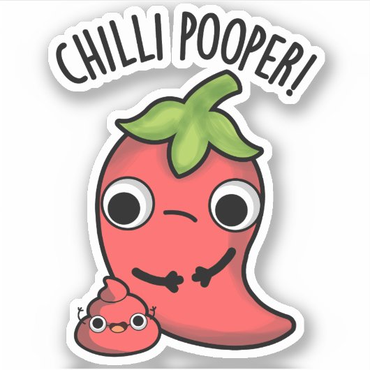 Chili Poooper Grappige Pepper Pun Sticker (Voorkant)