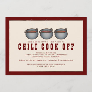 Chili Pot Trio Chili Cook Off Party Invitation