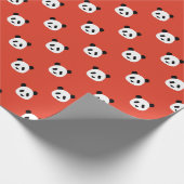 Chili Red - Minimalistisch Panda patroon Cadeaupapier (Hoek)
