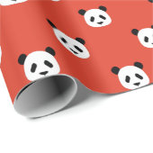 Chili Red - Minimalistisch Panda patroon Cadeaupapier (Rol Hoek)