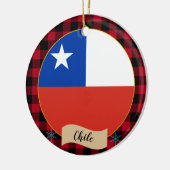 Chili, rode buffels en Chileense vlag Keramisch Ornament (Links)