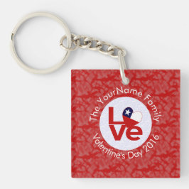 Chili Rode LOVE Vlag Gepersonaliseerd Sleutelhanger