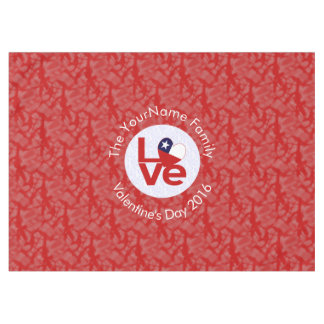 Chili Rood LOVE Vlag Gepersonaliseerd  Tafelkleed
