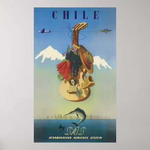 Chili Scandinavian Air Vintage Travel Art Poster