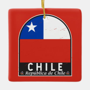 Chili Vlag Embleem Noodlijdende Keramisch Ornament