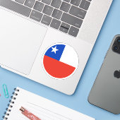 Chili Vlag Ronde Sticker (Laptop met iPhone)