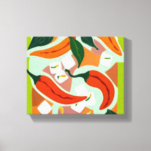 Chilies en ijsblokjes canvas afdruk