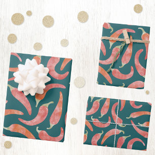 Chilipeper Rode Aquarel Voedsel Kunst Inpakpapier Vel