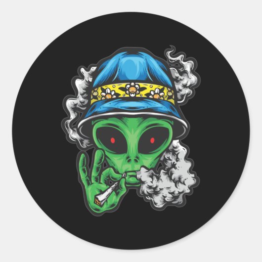 Chill Alien Ronde Sticker (Voorkant)