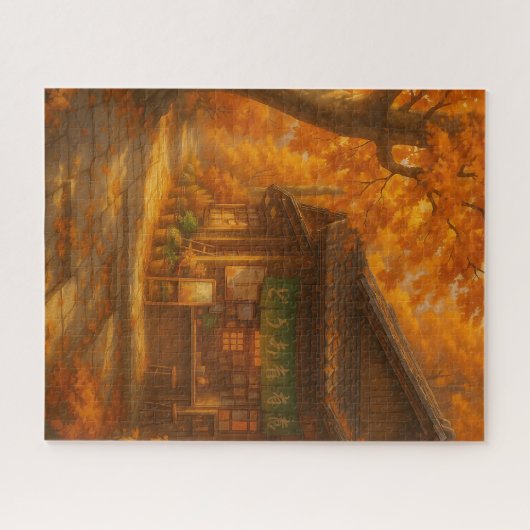 Chill autumn cafe jigsaw puzzle legpuzzel (Horizontaal)