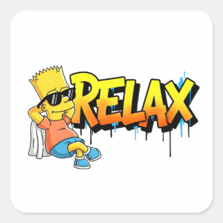 Chill Bart Relax Graffiti Urban Style Graphic Tee Vierkante Sticker