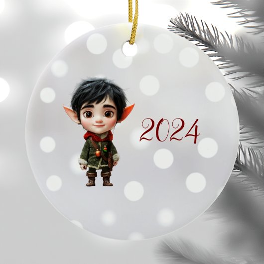 Chill Boy Kerst Elf Keramisch Ornament