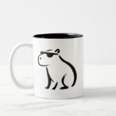 Chill Capybara – Inktborstel op ontwerp Tweekleurige Koffiemok (Links)