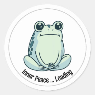 Chill Cartoon Zen Kikker, Cute Mediterende Kikker Ronde Sticker