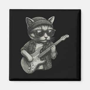 Chill Cat speelt gitaarrockmuziek Funny Animal T Magneet