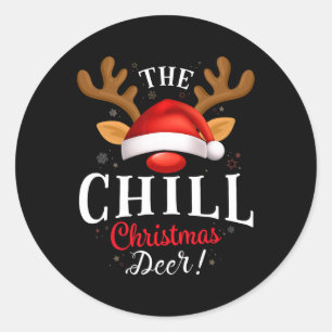 Chill Christmas Deer Pjs Kerstmis familie matching Ronde Sticker