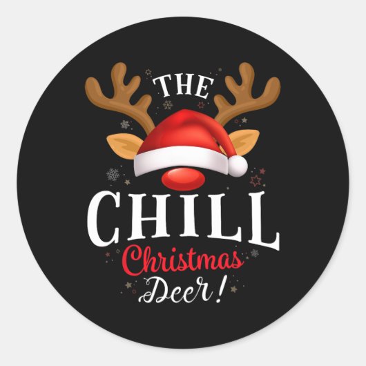 Chill Christmas Deer Pjs Kerstmis familie matching Ronde Sticker (Voorkant)