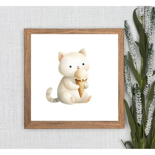 Chill & Cute Swete Chat avec Ice Cream Cone Poster
