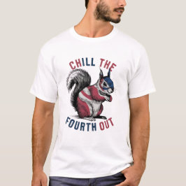 Chill De Vierde Uit Grappig Eekhoorn USA Vlag T-shirt