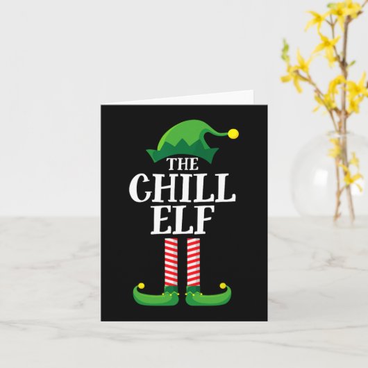 Chill Elf Matching Family Group kerstparty Kaart (Gele Bloem)