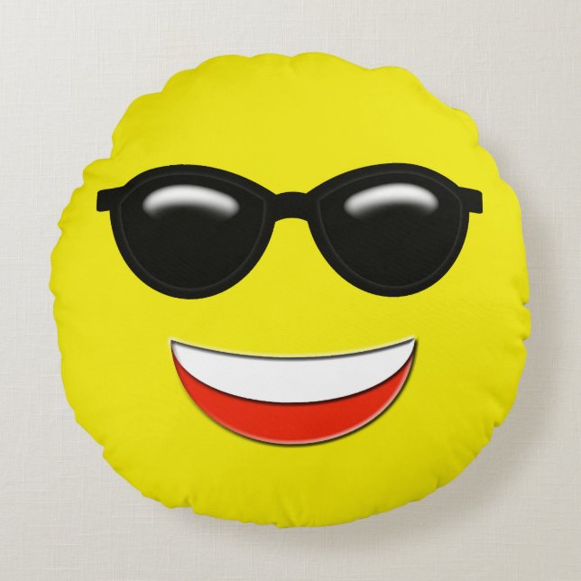 Chill Emoji Rond Kussen (Voorkant)