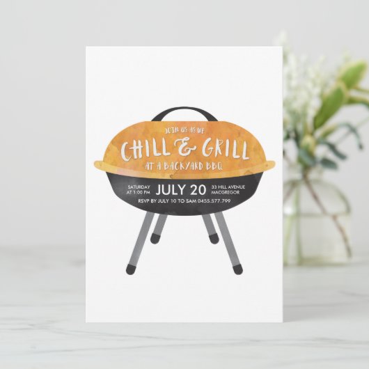 Chill en Grill BBQ-feest uitnodiging (Staand voorkant)