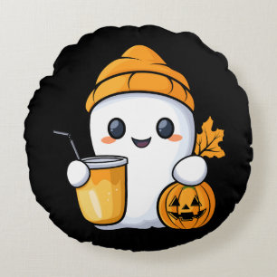 Chill Ghost Warm Coffee Gezellige Herfst Rond Kussen