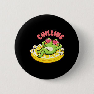 Chill Kikker Zomer Vibes Schattig Kawaii Grafisch Ronde Button 5,7 Cm