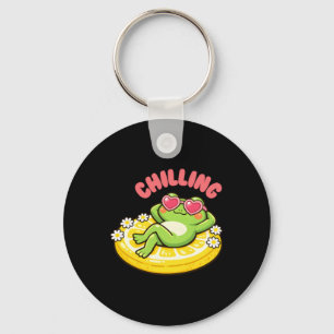 Chill Kikker Zomer Vibes Schattig Kawaii Grafisch Sleutelhanger