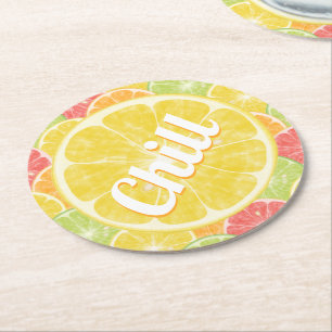 Chill Lemon Citrus Slices Ronde Kartonnen Onderzetter