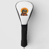 Chill Luiaard met Zonnebril - Retro Sunset Vibes C Golfheadcover (Voorkant)