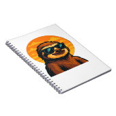 Chill Luiaard met Zonnebril - Retro Sunset Vibes C Notitieboek (Rechterzijde)