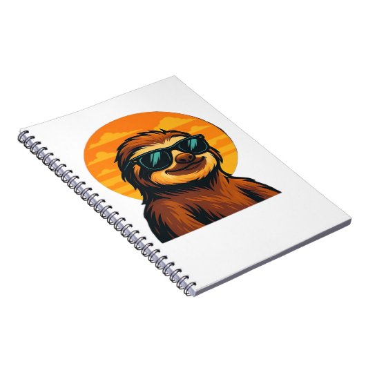 Chill Luiaard met Zonnebril - Retro Sunset Vibes C Notitieboek (Rechterzijde)