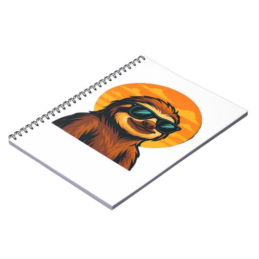 Chill Luiaard met Zonnebril - Retro Sunset Vibes C Notitieboek (Linkerzijde)