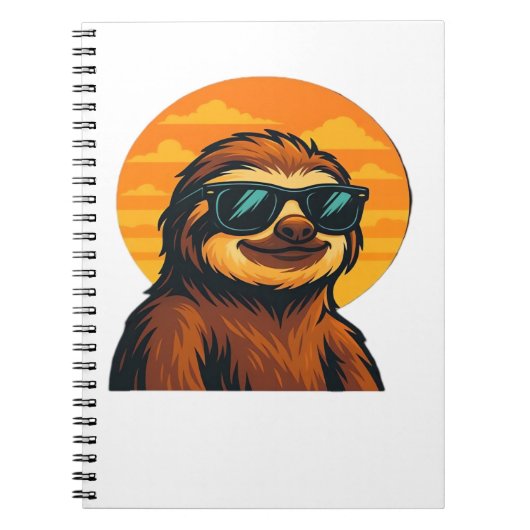 Chill Luiaard met Zonnebril - Retro Sunset Vibes C Notitieboek (Voorkant)