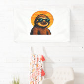 Chill Luiaard met Zonnebril - Retro Sunset Vibes C Spandoek (Insitu)
