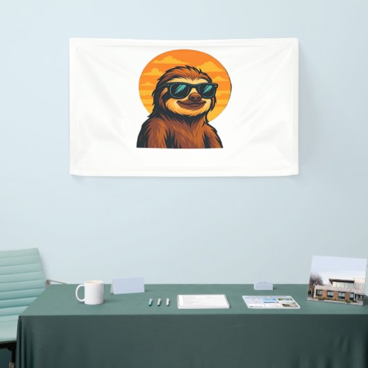 Chill Luiaard met Zonnebril - Retro Sunset Vibes C Spandoek (Beurs)