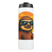 Chill Luiaard met Zonnebril - Retro Sunset Vibes C Thermosbeker (Voorkant)