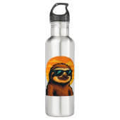 Chill Luiaard met Zonnebril - Retro Sunset Vibes C Waterfles (Voorkant)