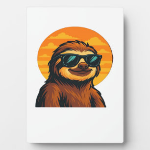 Chill Luiaard met Zonnebril - Retro Zonsondergang  Fotoplaat