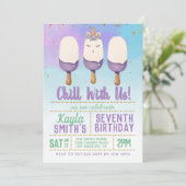 Chill met ons Unicorn Popsiday Birthday Kaart (Staand voorkant)