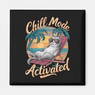 Chill Mode geactiveerde kat met gels op het strand Magneet