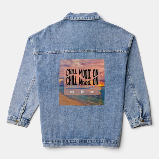 Chill Mood On Retro Beach Art Denim Jacket (Achterkant)