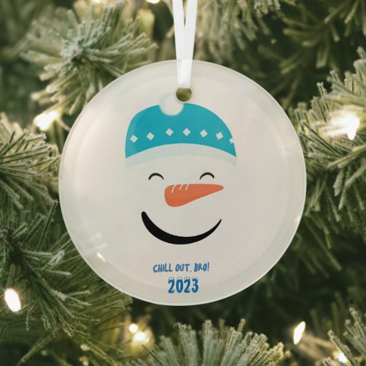 Chill Out Bro Snowman Glas Ornament (Insitu)
